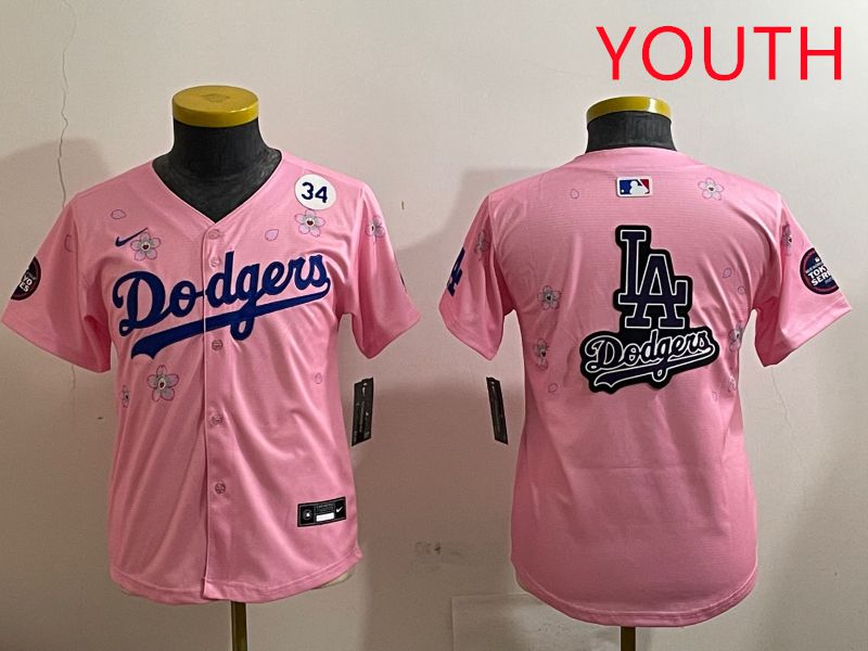 Youth Los Angeles Dodgers Blank Pink Sakura Edition 2025 Nike MLB Jersey style 22